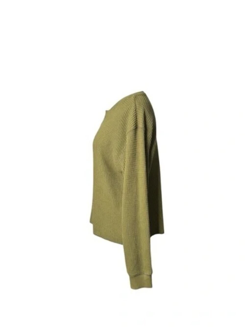 MADEWELL Waffle Split Neck Crop T-shirt In Vintage Moss Sz M - Picture 3 of 7